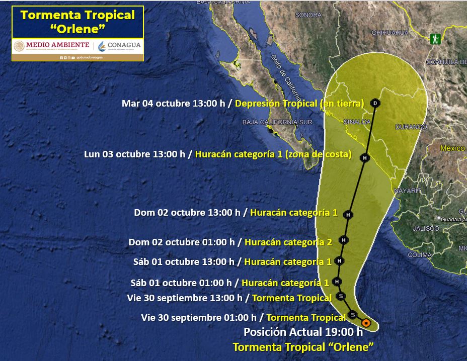 "Orlene" podría intensificarse a huracán en las próximas horas