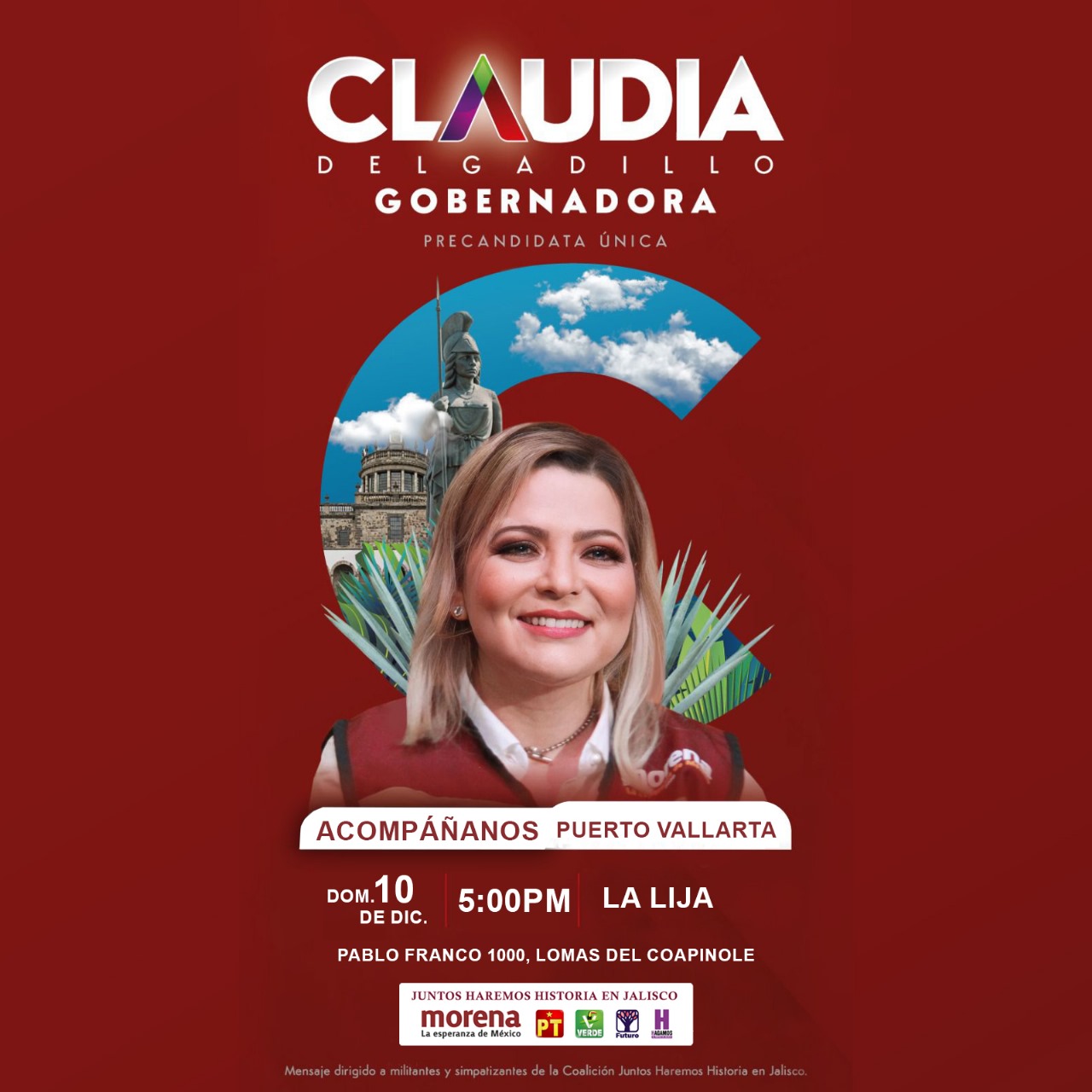 Claudia Delgadillo visitará Puerto Vallarta el próximo domingo