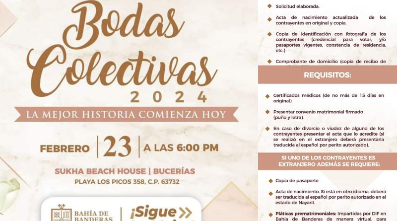 Ya hay fecha para las primeras Bodas Colectivas del 2024