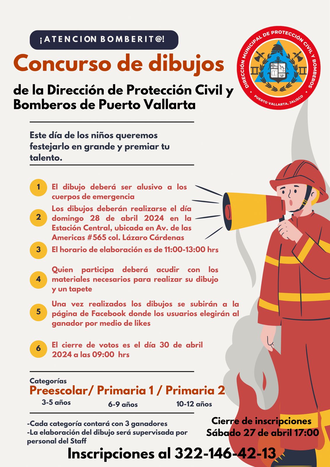 Convocan a concurso infantil de dibujo de Protección Civil y Bomberos