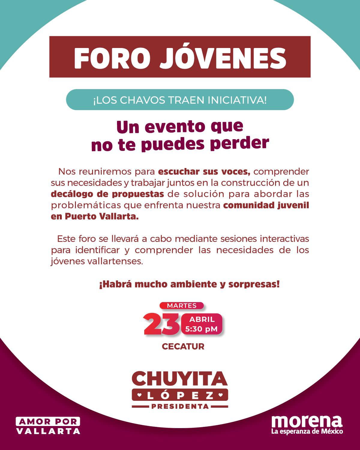 Primer Foro “Por Amor a Vallarta” de Jóvenes iniciará el 23 de abril