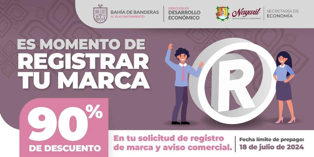 Habrá 90% de descuento en el trámite de registro de marca en Bahía de Banderas