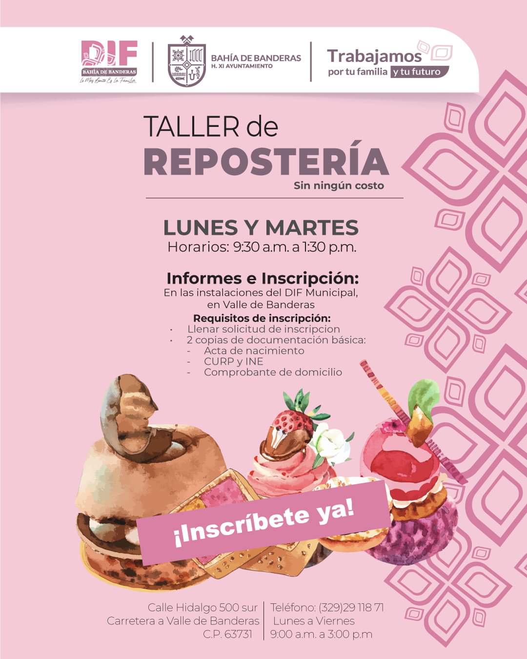 Ofrece DIF de Bahía de Banderas curso de repostería completamente gratis