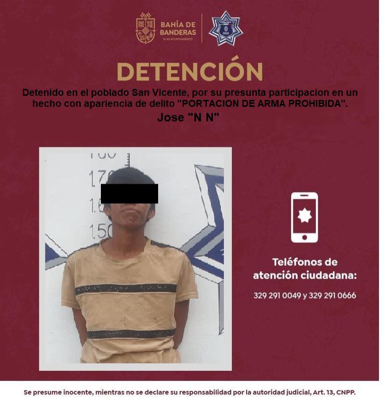 Detienen a José "N N", alias "Changuito", en San Vicente